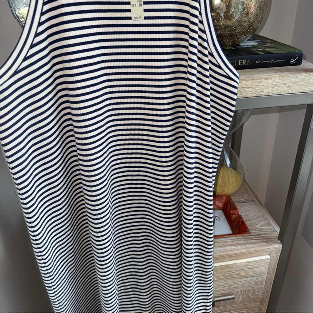 Madewell Navy Striped A line Knit Tank Dress - Picture 4 of 5